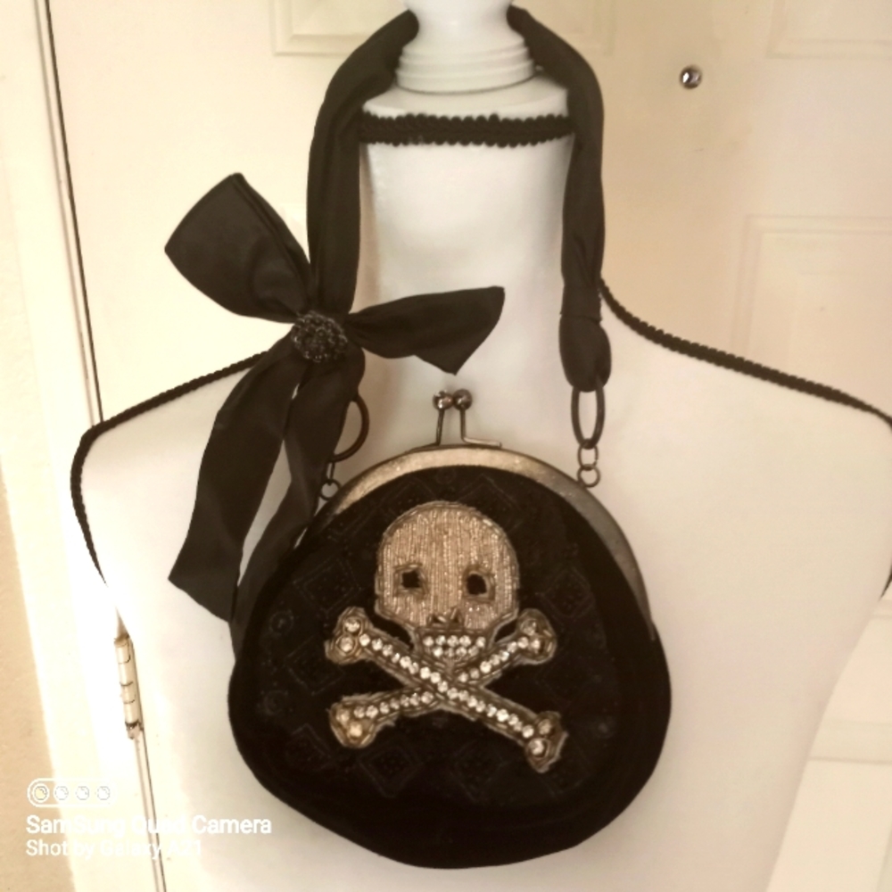 Wayne M Kleski Skull Beaded Mini Bag